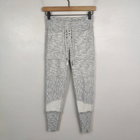 Free‎ People Movement Surya Leggings Womens Small Gray Combo High Waist Lace Up - Picture 1 of 6